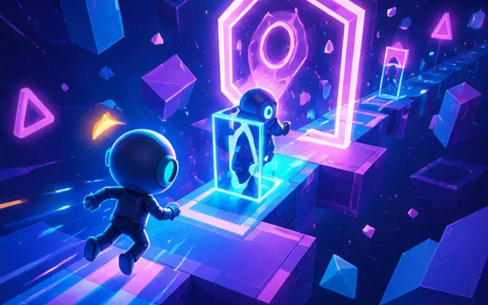 Minh hoạ concept đường đua tín hiệu neon của Neonrelay Rush