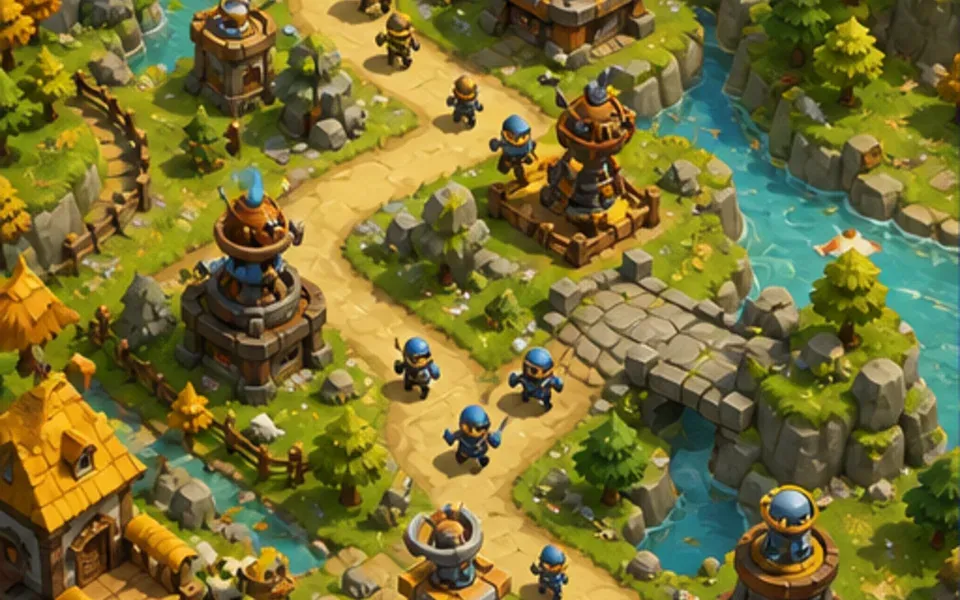 Minh hoạ concept bàn cờ phòng thủ của Glyphgrid Defenders